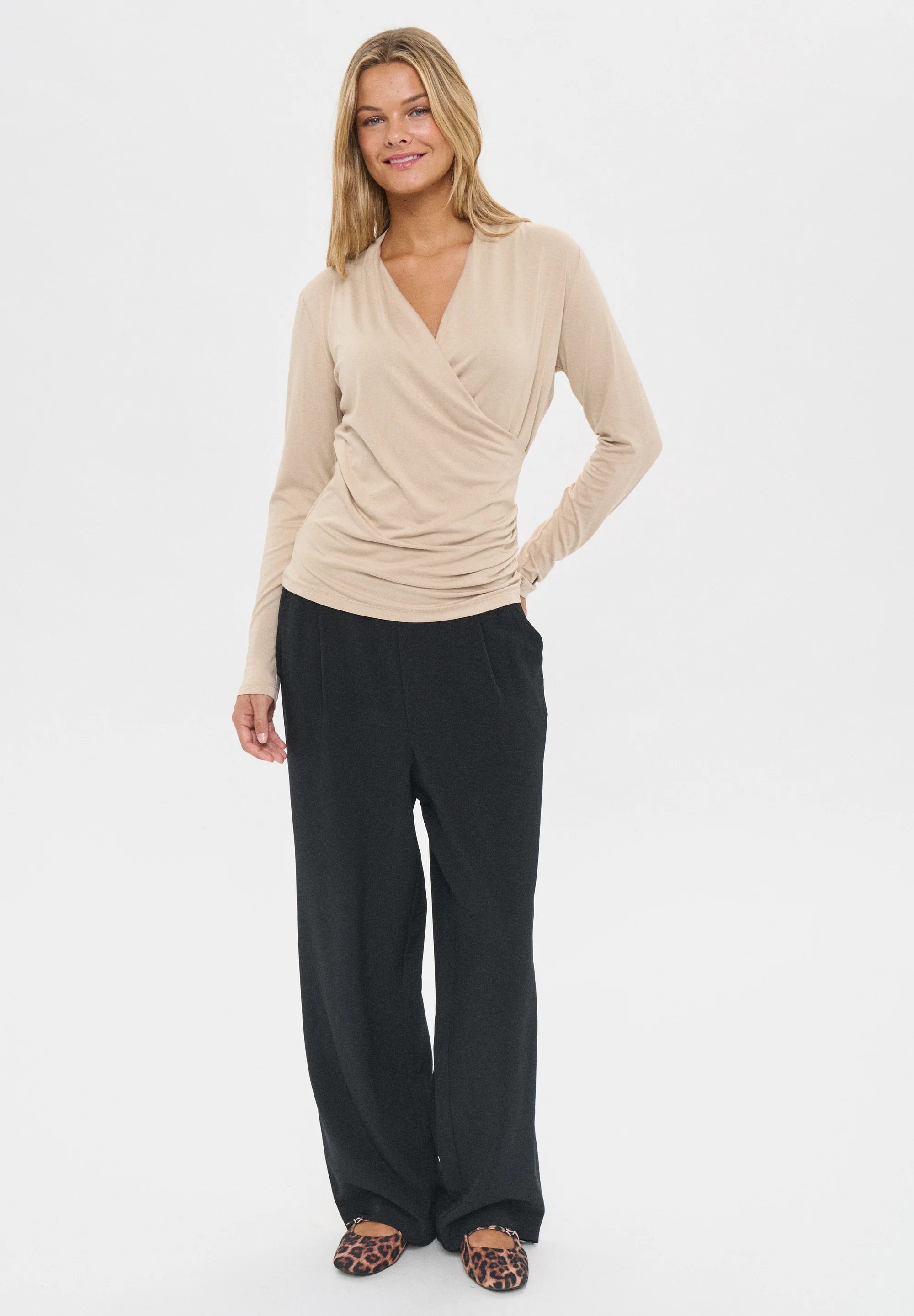 VIGGASZ WRAP Hosszú Ujjú Felső - Oxford Barna