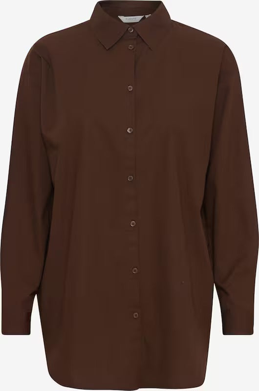 b.young BYGamze Oversized Tunic Shirt - Dark Brown
