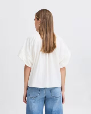 ICHI Utako Eyelet Lace Trim Blouse - White