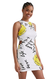 Desigual x Smiley® kivágott miniruha – fehér
