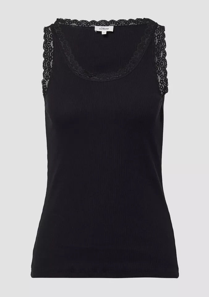 s.Oliver Lace Trim Ribbed Tank Top
