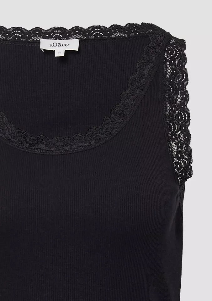 s.Oliver Lace Trim Ribbed Tank Top