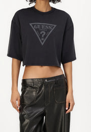 Guess Originals háromszög logós crop póló – Fekete M