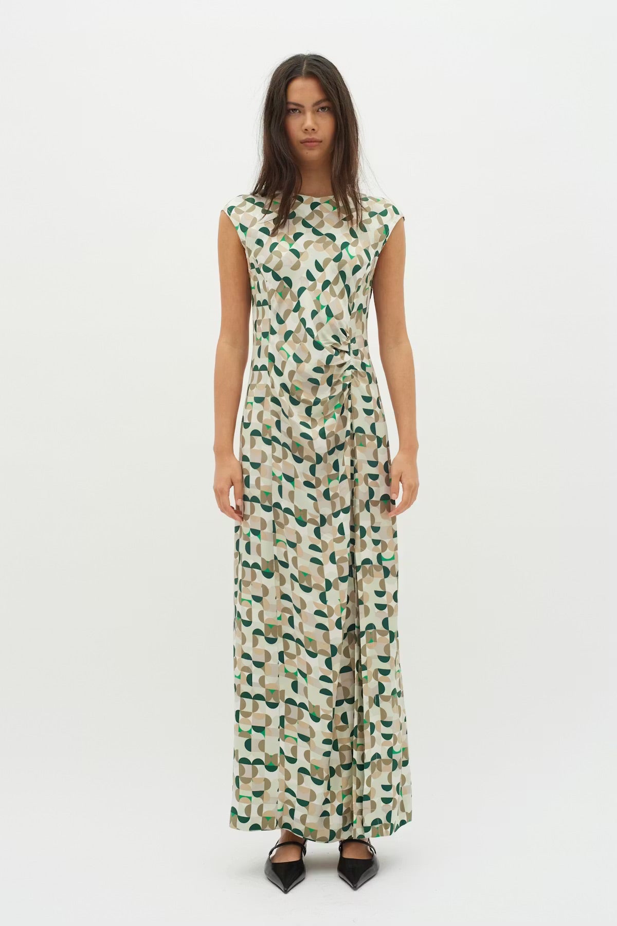 InWear BerilIW Dress - Green Geometric Print Maxi Dress