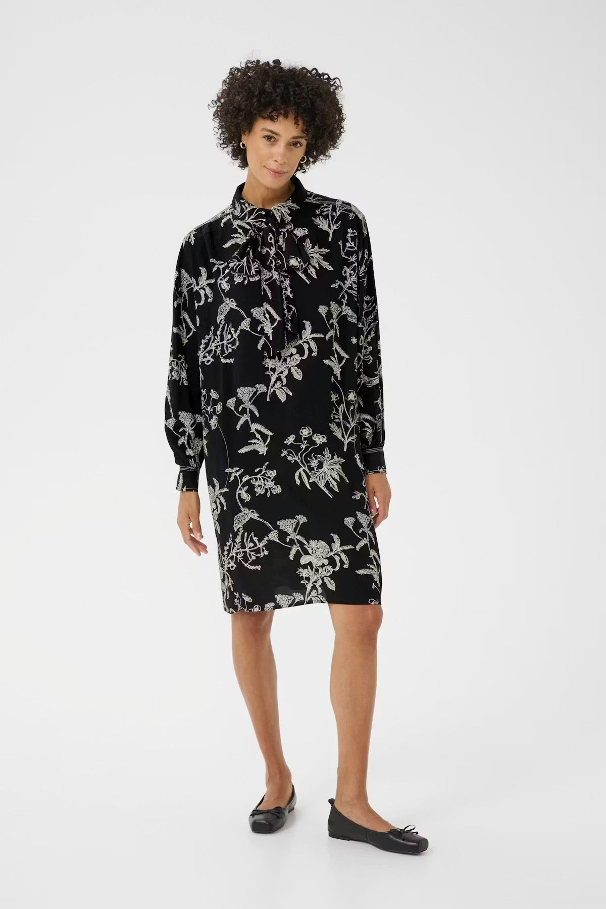 Part Two SanesPW Dress - Black Floral Print Shirt Dress