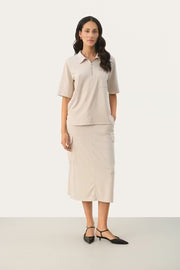 Part Two JanayaPW Cargo Skirt - Beige Utility Midi Skirt