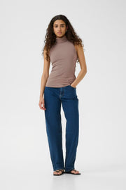 InWear DagnaIW Ribbed Turtleneck Top - Sleeveless Knit Tank