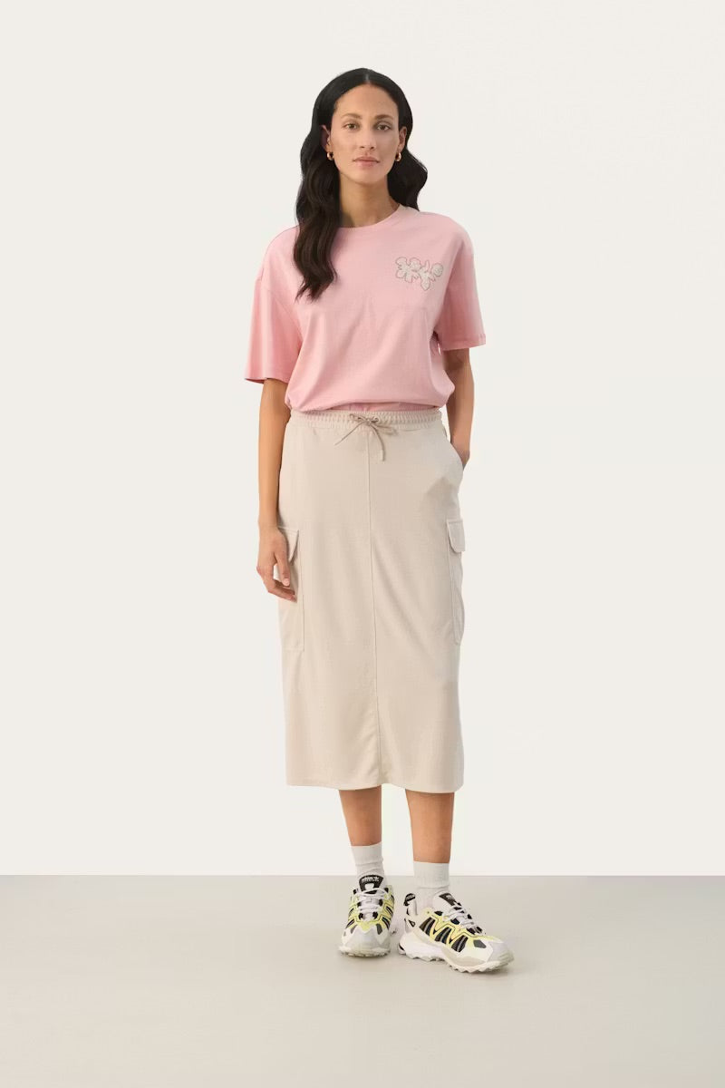 Part Two JanayaPW Cargo Skirt - Beige Utility Midi Skirt