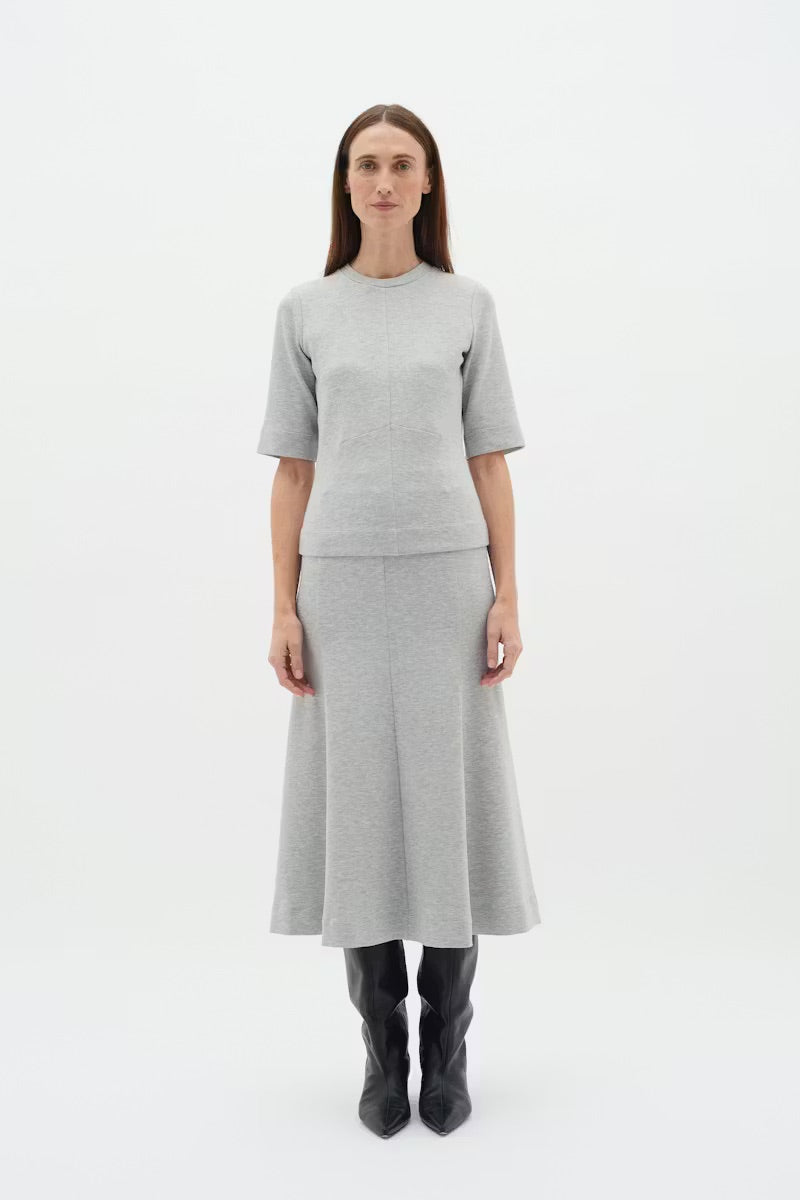 InWear Cocentiw Melange T-shirt - Light Grey Structured Top