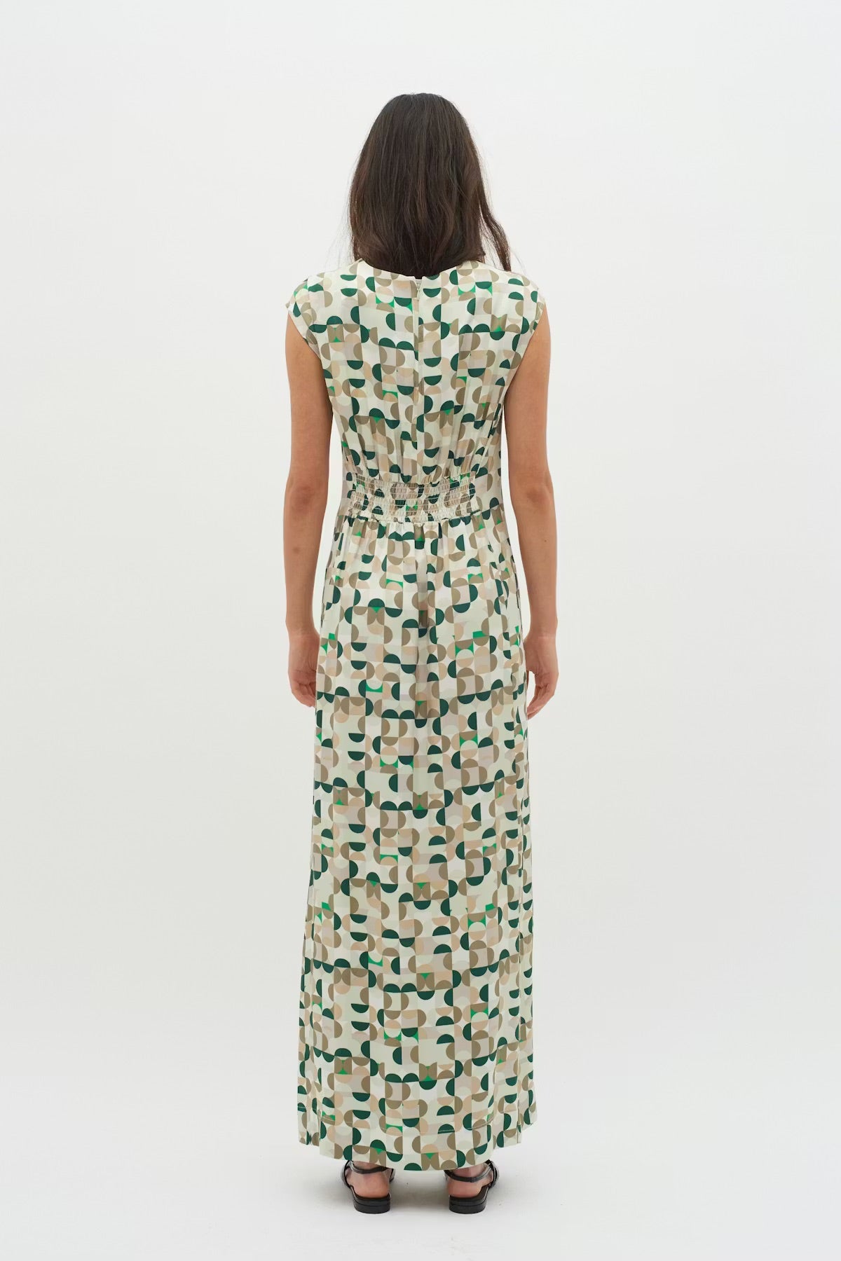 InWear BerilIW Dress - Green Geometric Print Maxi Dress