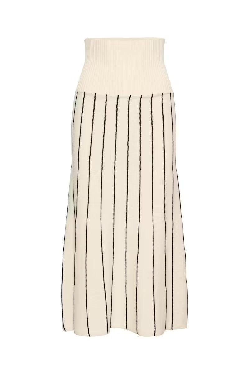 InWear PaiteIW Knit Skirt - Cream Black Striped Midi Skirt