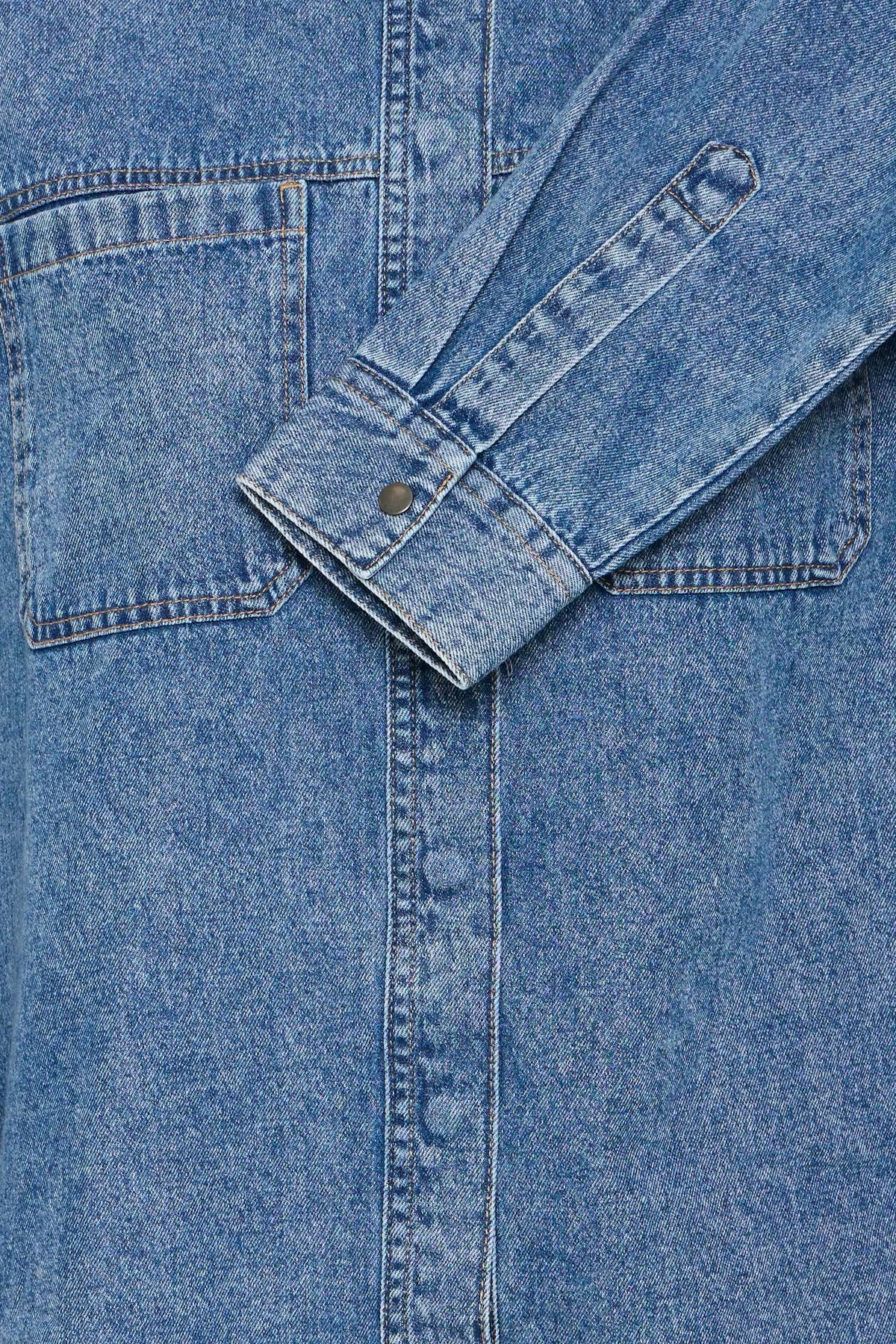 b.young Bykapuca Oversized Denim Shirt - Medium Blue