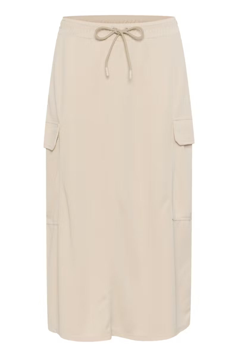 Part Two JanayaPW Cargo Skirt - Beige Utility Midi Skirt