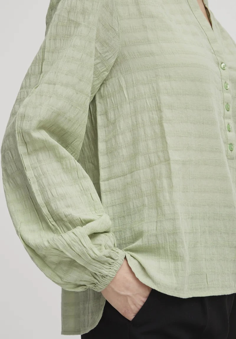 b.young BYIloni Texturált Jacquard Blúz - Füstzöld