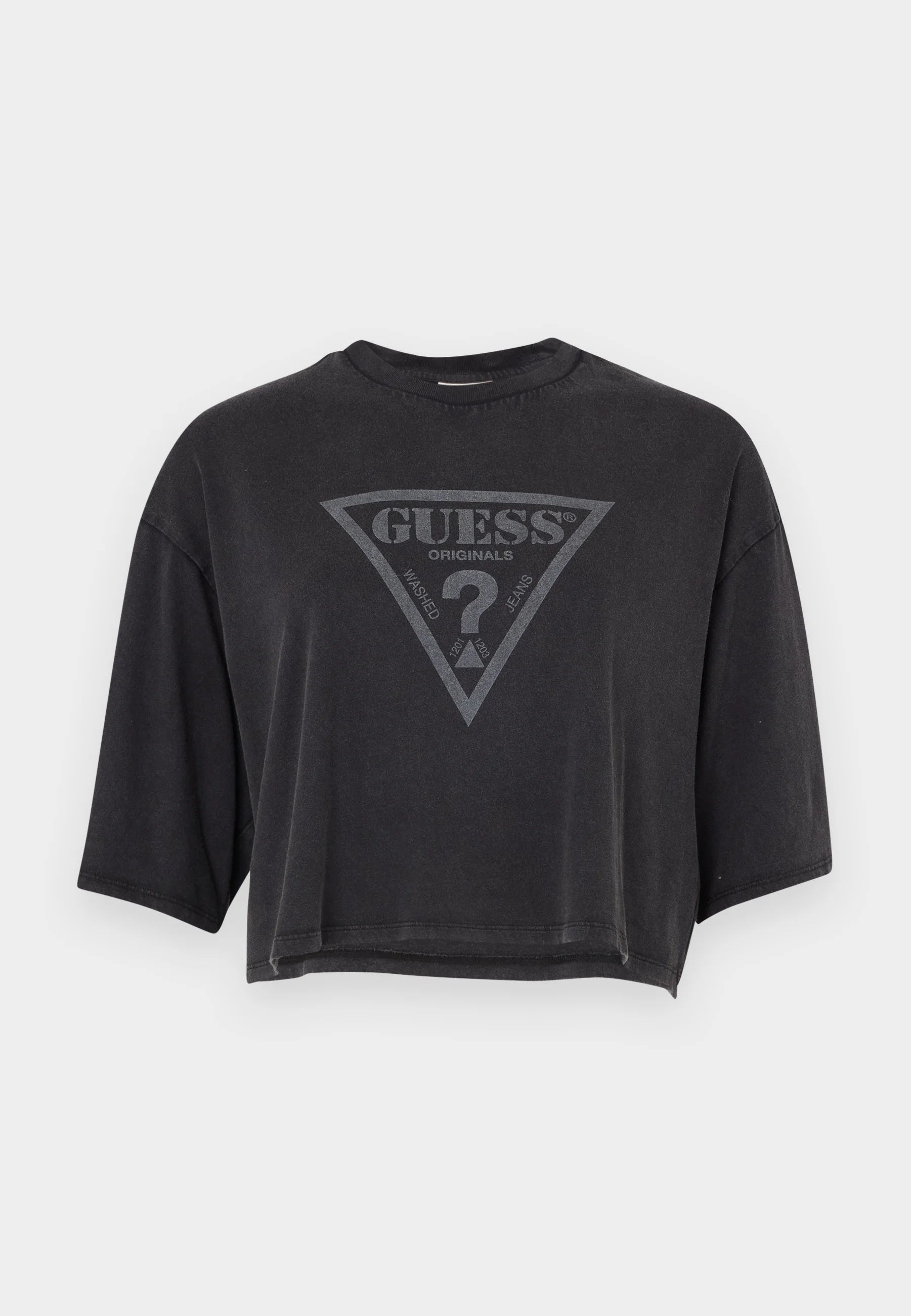Guess Originals háromszög logós crop póló – Fekete M