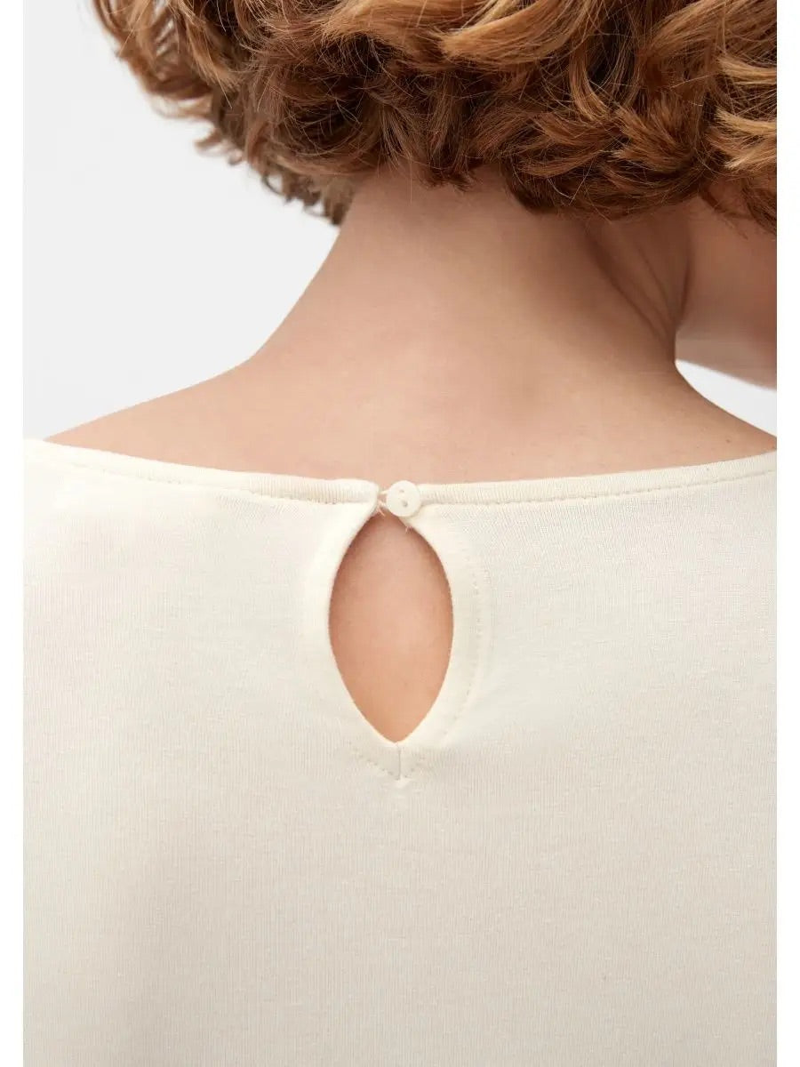 s.Oliver őszi virágmintás blúz kulcslyukmintás hátrésszel - krémszínű