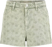 Guess Claudia Embroidered Denim Shorts - Floridada Green