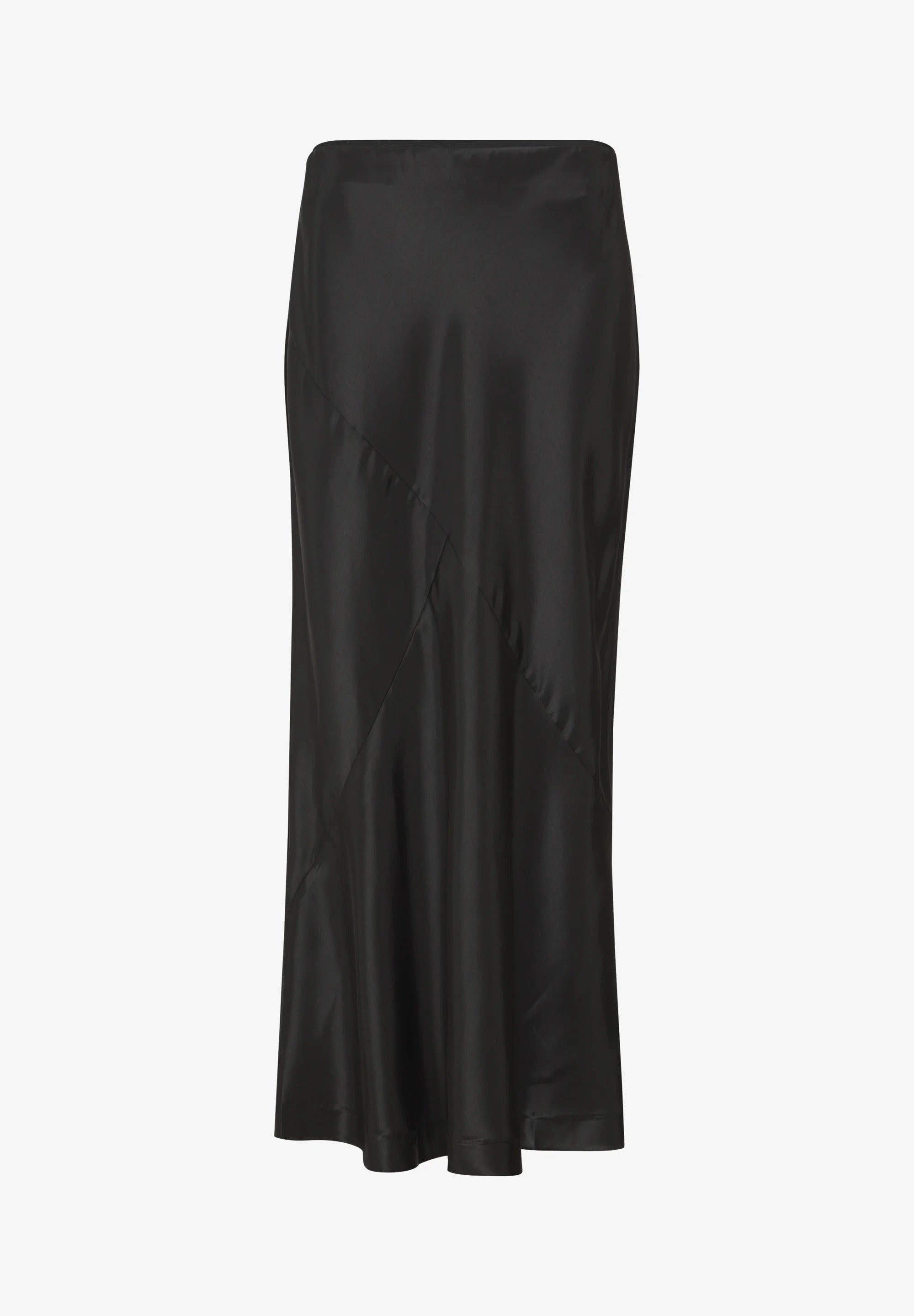b.young Bydolora Satin Bias-Cut Midi Skirt - Black