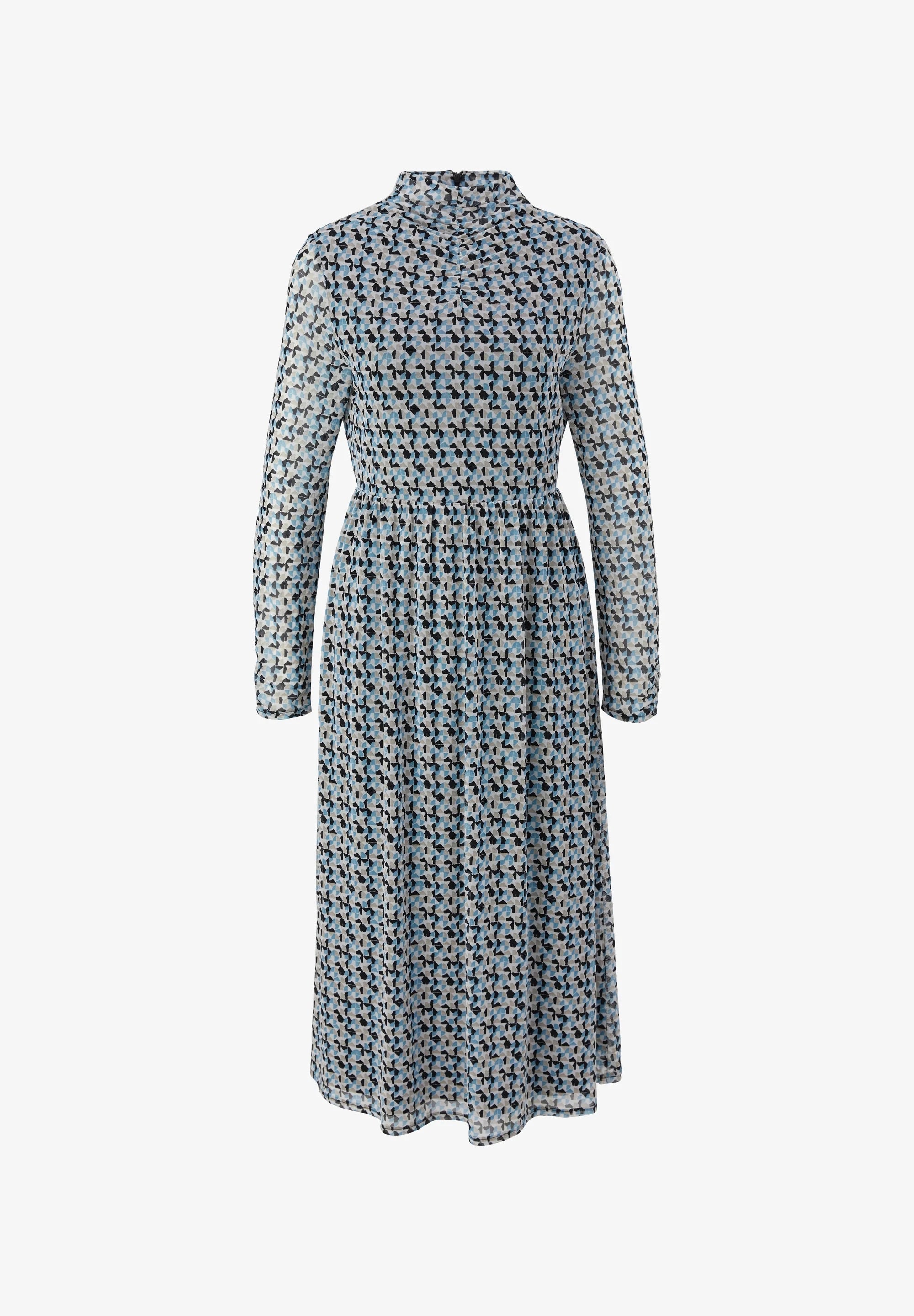 s.Oliver virágmintás midi ruha magas nyakkal - világoskék