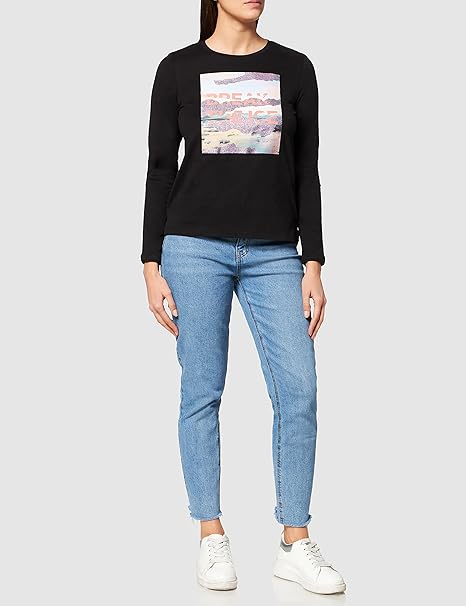 s.Oliver női hosszú ujjú póló - BREAK THE ICE grafika - Normál szabás