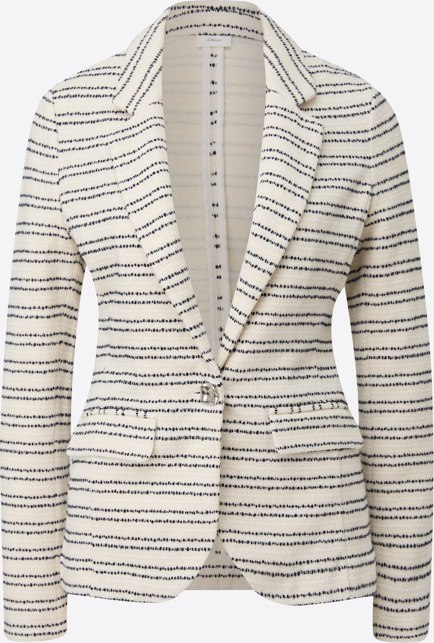 s.Oliver BLACK LABEL Striped Tweed Blazer - Ecru