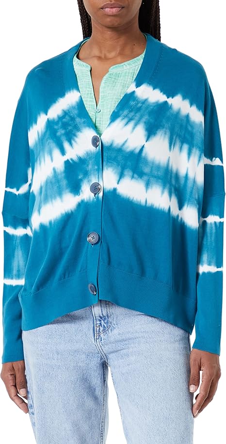 s.Oliver Women's Turquoise Tie-Dye Cardigan - Button Front - Model 2114741