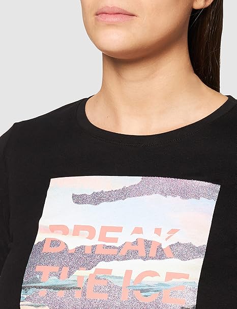 s.Oliver női hosszú ujjú póló - BREAK THE ICE grafika - Normál szabás