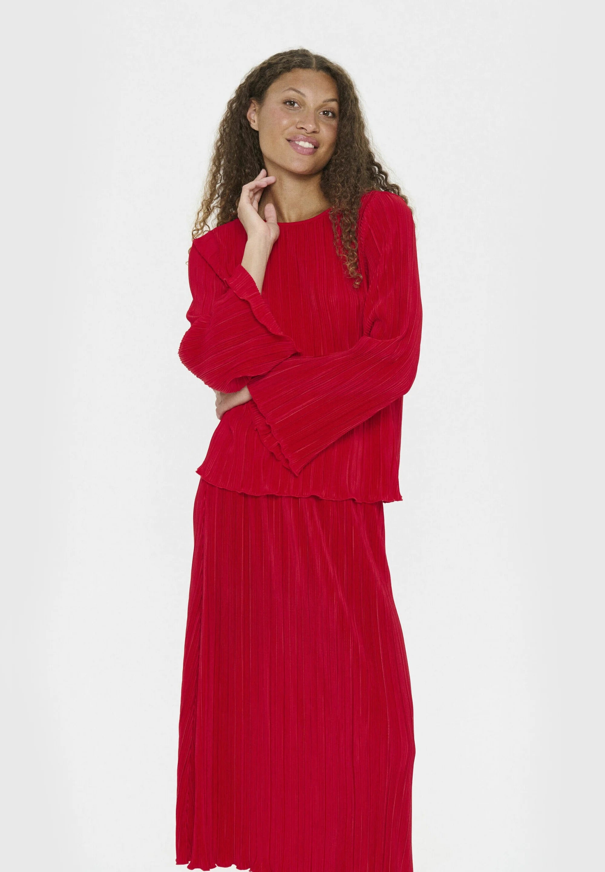 Saint Tropez ZUNISZ Pleated Blouse - Chinese Red