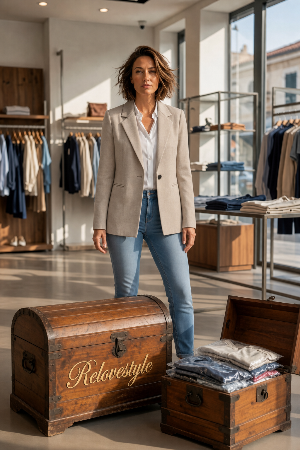 Co'couture bő szabású, egygombos blézer – homokszín
