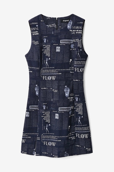 Desigual Flow Manifesto Print Mini Dress – Black