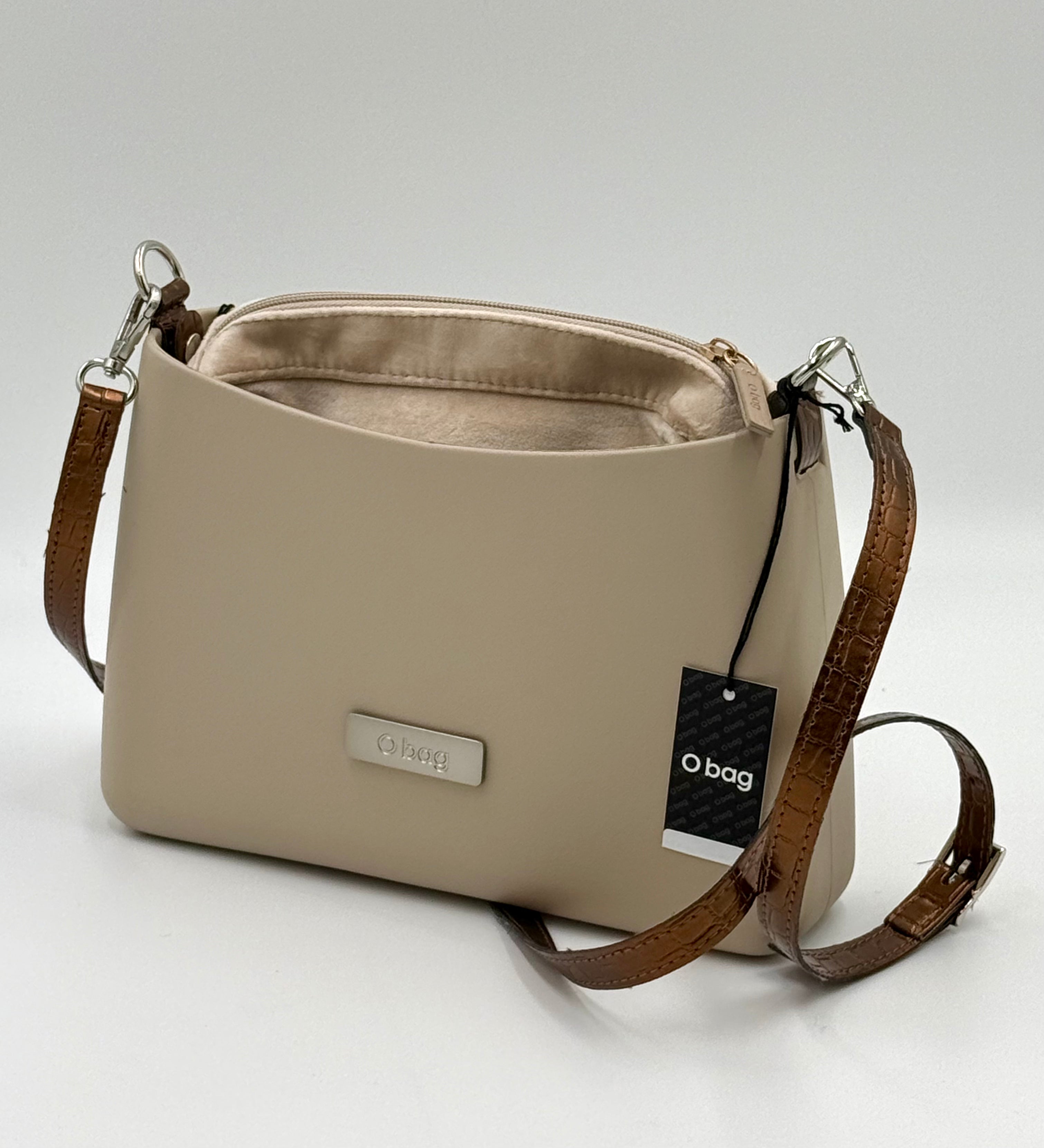 O bag Glam – Beige with suede-effect solid lining