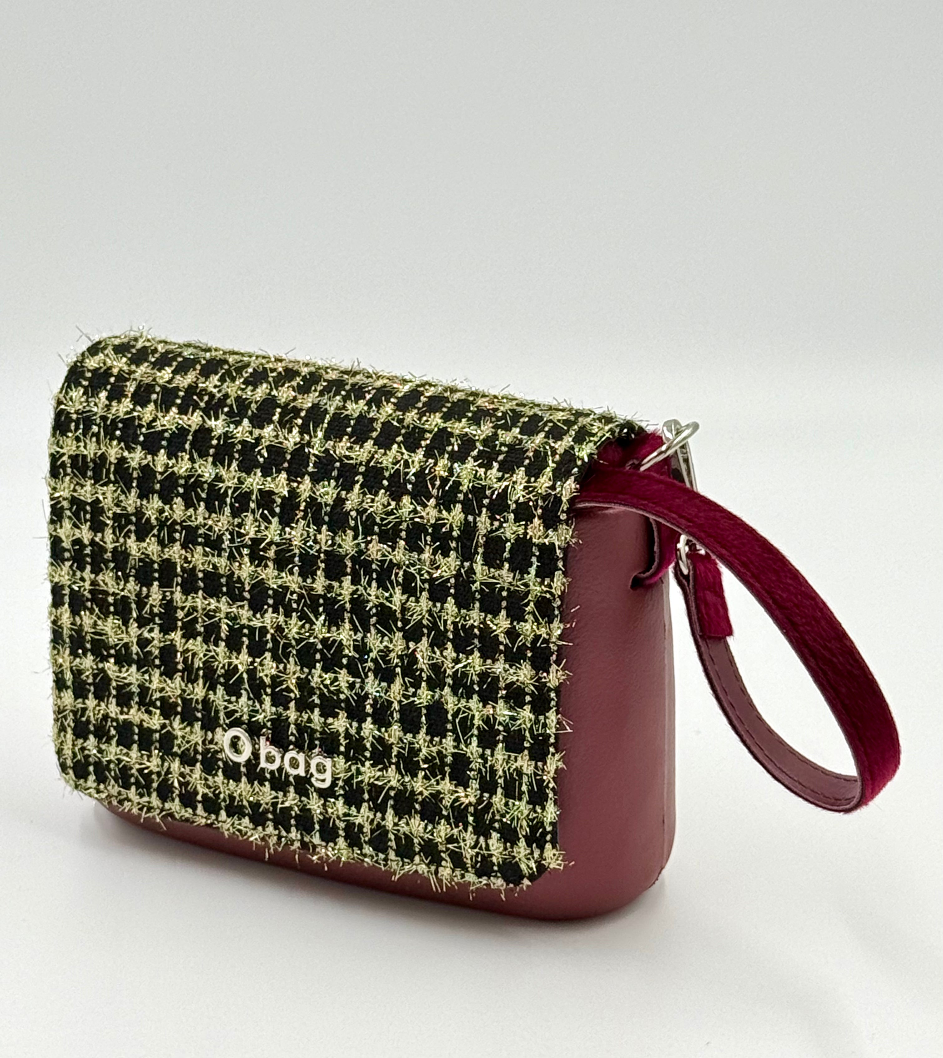 O bag – O pocket (mályva) tweed/kockás fedlappal és csuklópánttal