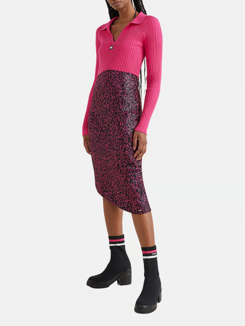 Tommy Jeans Pink Collared Cropped Sweater