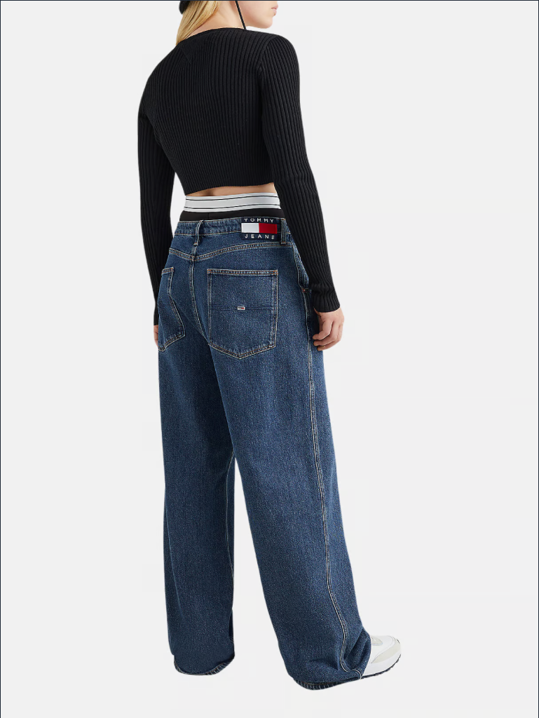 Tommy Jeans Essential Badge kardigán – fekete