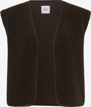 Saint Tropez IcariaSZ mocha fleece vest, front view showing the open front and sleeveless design