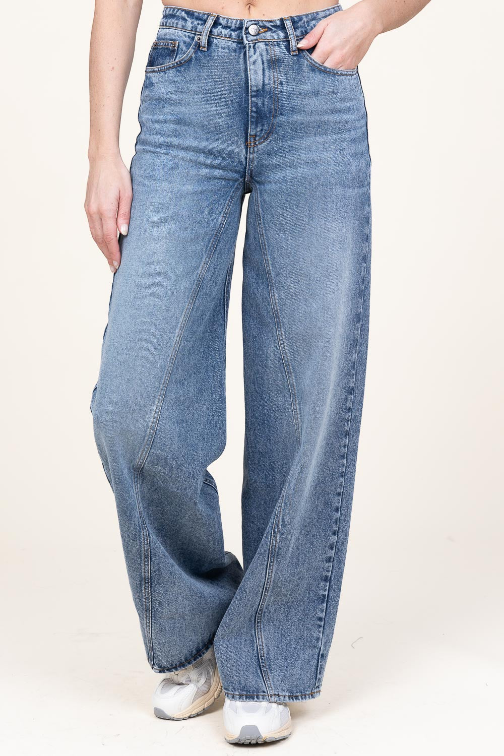 Co'couture Vika nem rugalmas, bő szárú farmernadrág – kék