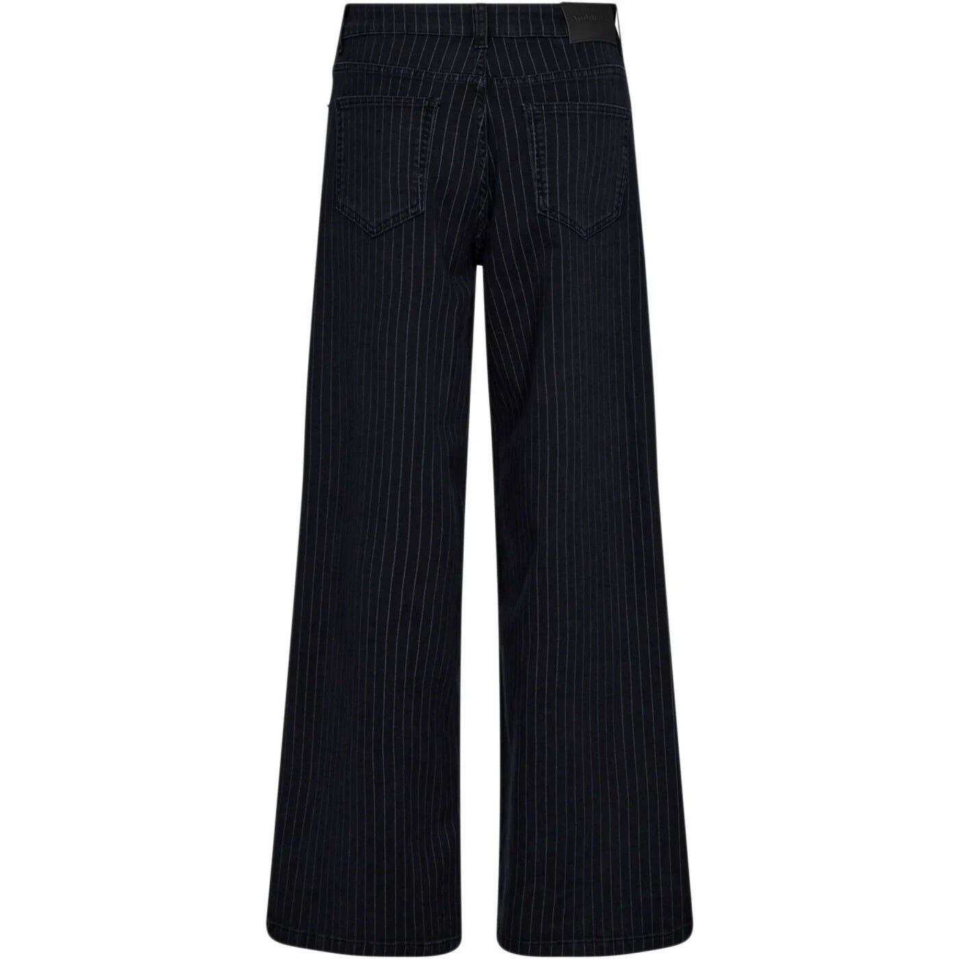 Co'couture Pin hajszálcsíkos, bő szárú farmernadrág – fekete