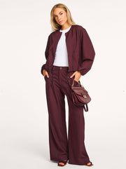 Co'couture Luna bő szárú szövetnadrág – padlizsán