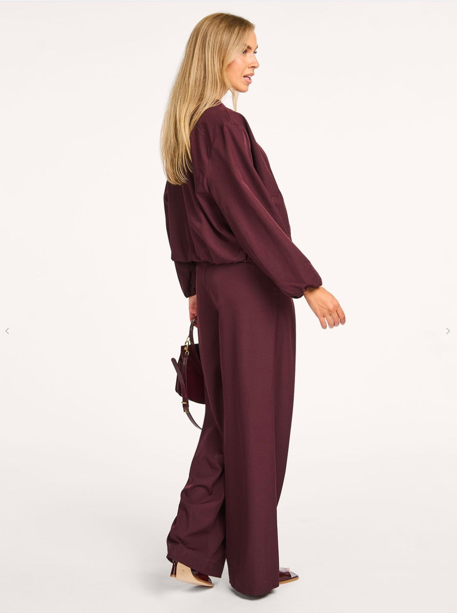 Co'couture Luna bő szárú szövetnadrág – padlizsán