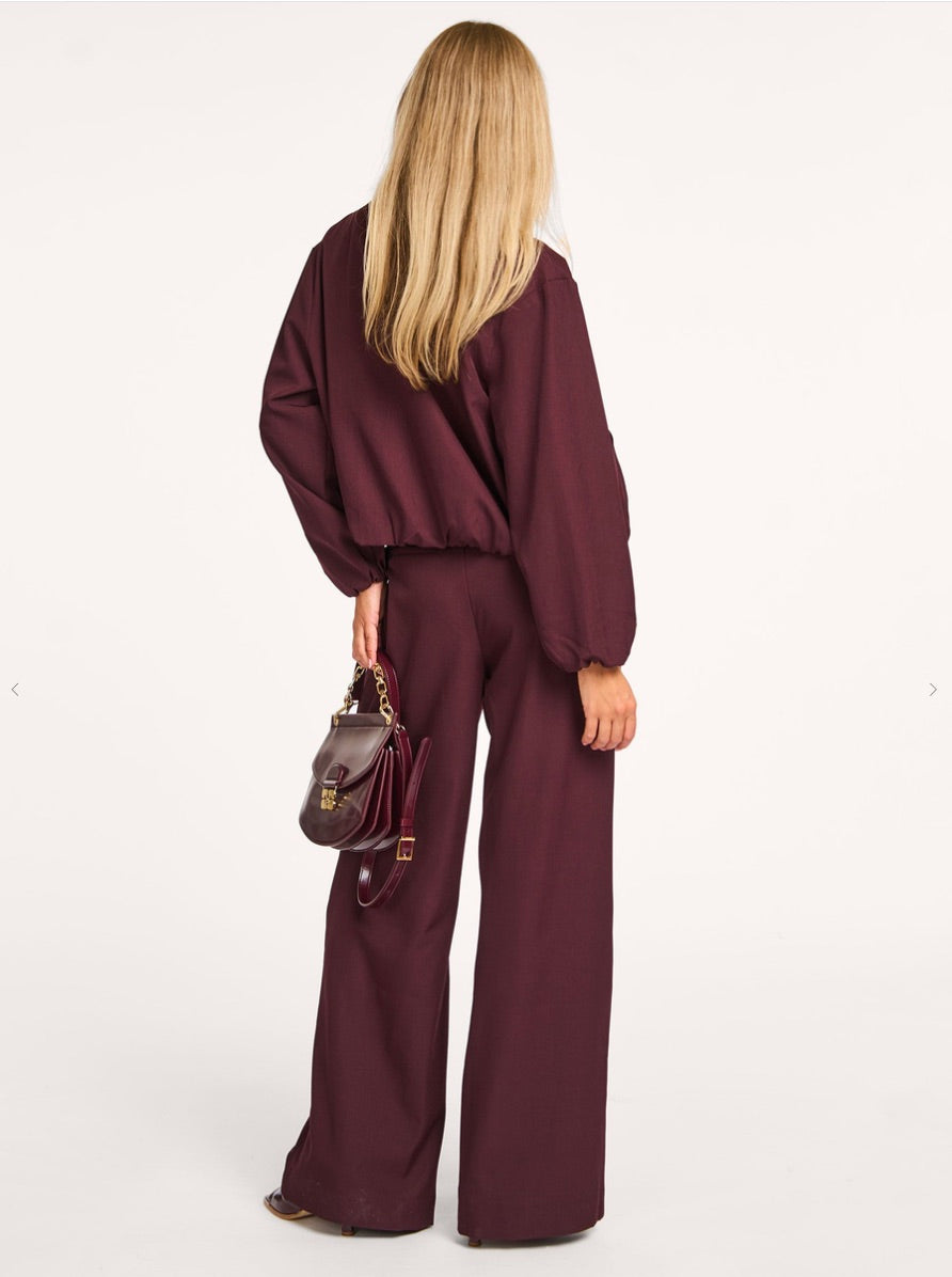 Co'couture Luna bő szárú szövetnadrág – padlizsán