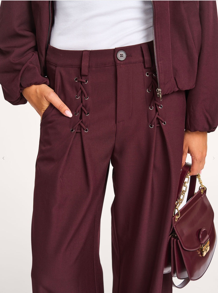 Co'couture Luna bő szárú szövetnadrág – padlizsán