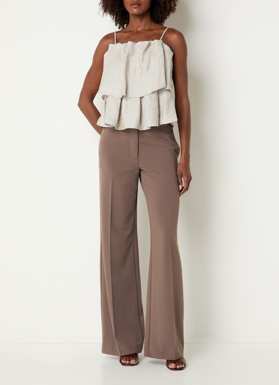 Co'couture Matty Wave Seam bő szárú nadrág – mályva