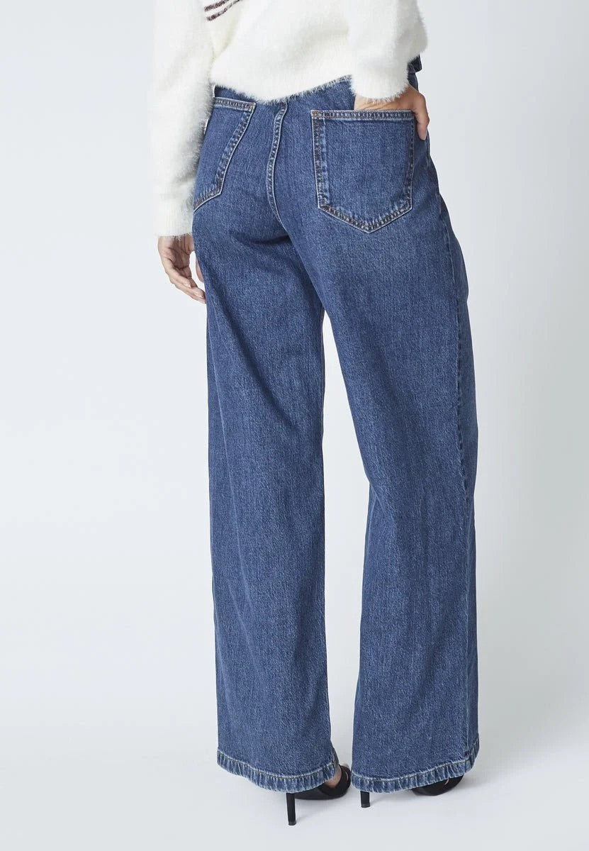 Co'couture Rumi CC öves, bő szárú farmernadrág – sötét farmerszín