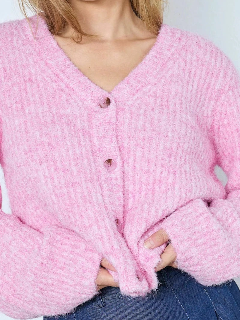 Co'couture Charlie V-nyakú kardigán – halvány rózsaszín