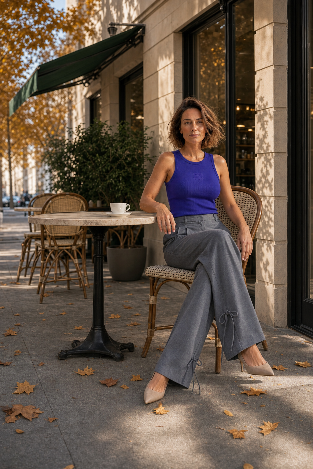 Co'couture Sahara CC hímzett, ujjatlan felső – New Blue
