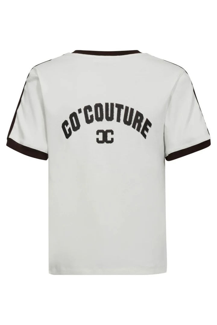 Co'couture Edge CC csíkos, V-nyakú póló – törtfehér