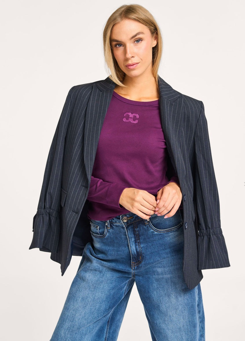 Co'couture Granny hosszú ujjú biopamut felső – Deep Plum