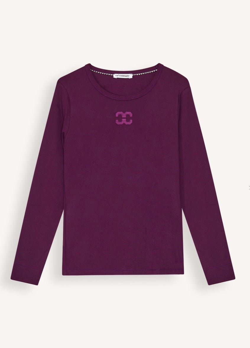Co'couture Granny hosszú ujjú biopamut felső – Deep Plum