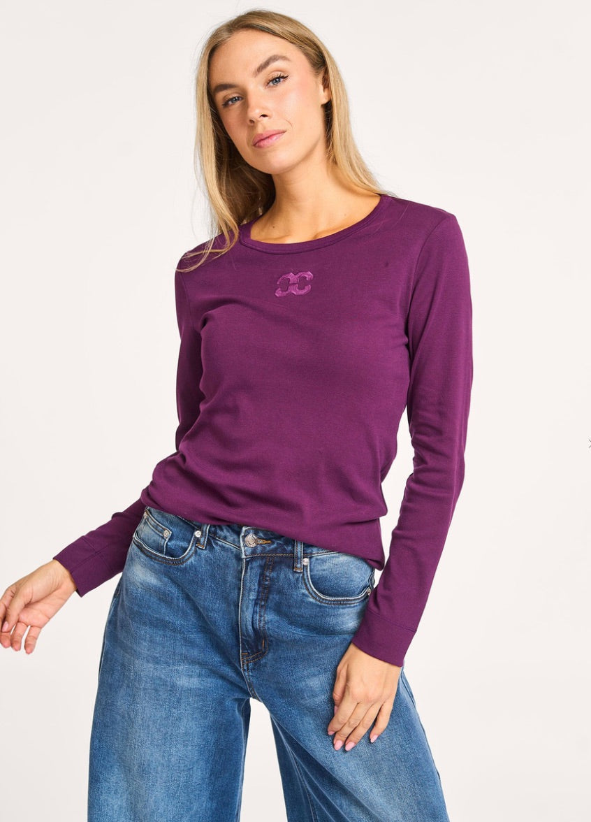 Co'couture Granny hosszú ujjú biopamut felső – Deep Plum