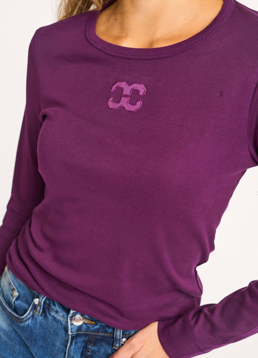 Co'couture Granny hosszú ujjú biopamut felső – Deep Plum